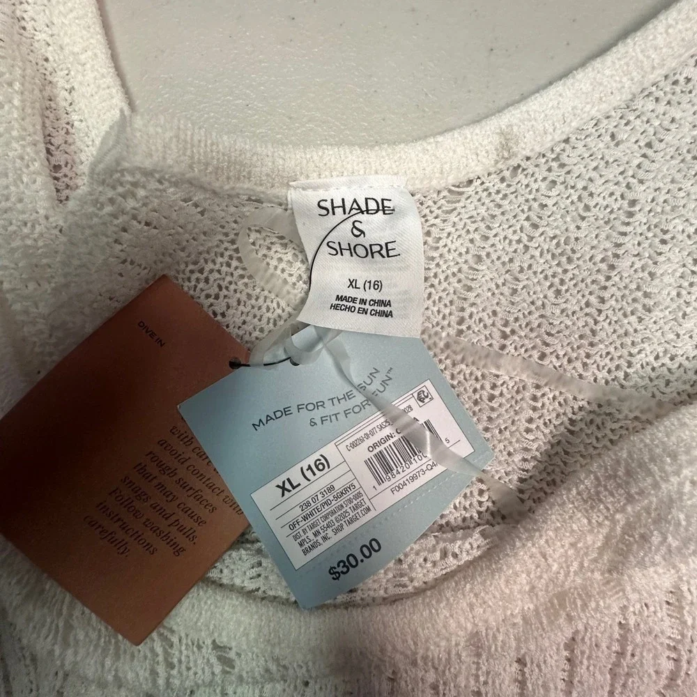 Shade & Shore Womens Off-White Knit Sleeveless Cover-Up Dress‎ XL 238073189